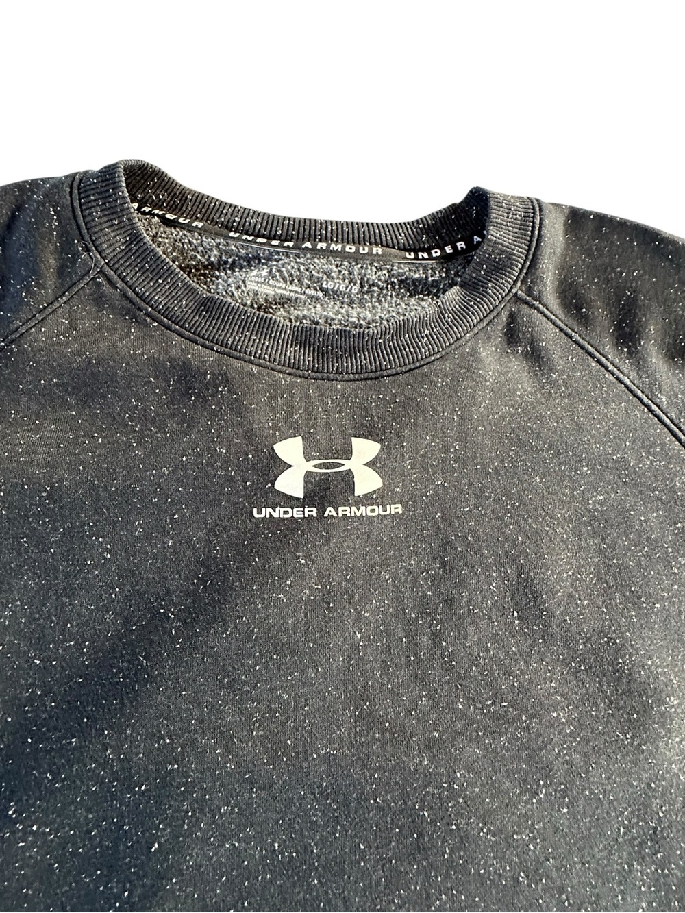 Under Armour Men’s Black Crewneck Sweatshirt with Speckled Detail Large - Picture 3 of 12